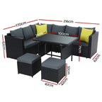 Gardeon Black Outdoor Dining Set with Cushions