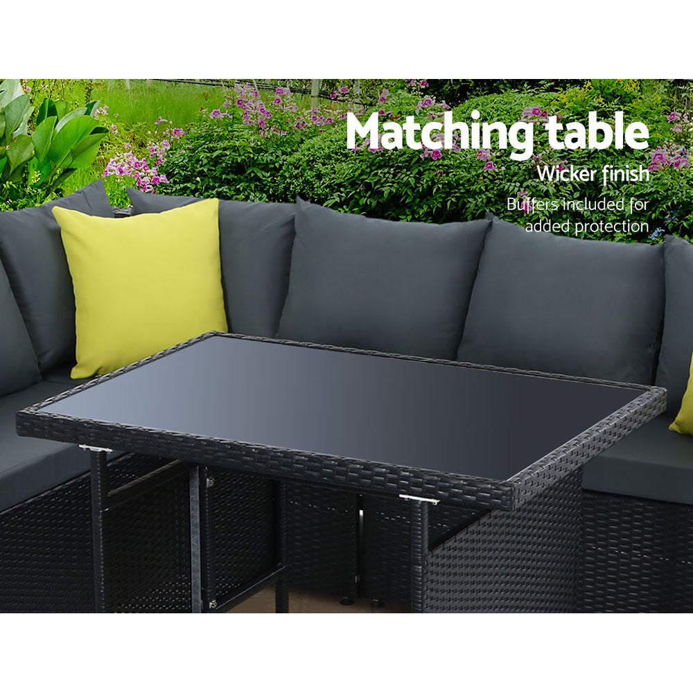 Gardeon Black Outdoor Dining Set with Cushions