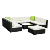 Gardeon 10-Piece Outdoor Sofa Set Wicker Couch Lounge Setting Cover
