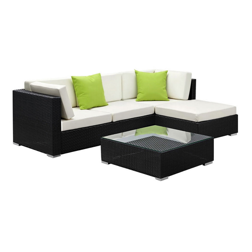 Gardeon 5-Piece Outdoor Sofa Set Wicker Couch Lounge Setting Cover