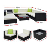 Gardeon 9-Piece Outdoor Sofa Set Wicker Couch Lounge Setting Cover