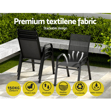 Gardeon Stackable Outdoor Dining Chair Set