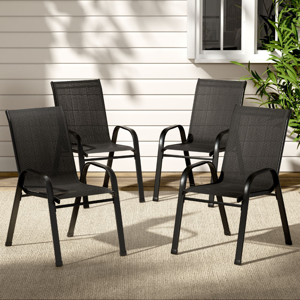 Gardeon 4-Piece Stackable Outdoor Dining Chairs