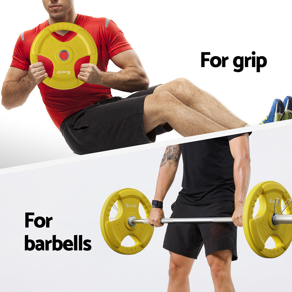 Everfit Weight Plates Olympic 20kg Dumbbell Barbell Plate Weight Lifting Home Gym Yellow