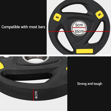 Everfit Weight Plates Olympic 5kg Dumbbells Barbells Plate Weight Lifting Home