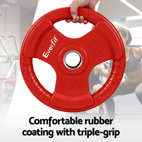 Everfit Weight Plates Olympic 15kgx2 Dumbbell Barbell Plate Weight Lifting Home Gym Red