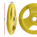 Everfit Weight Plates Olympic 20kgx2 Dumbbell Barbell Plate Weight Lifting Home Gym Yellow