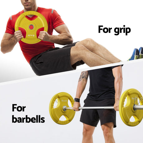 Everfit Weight Plates Olympic 20kgx2 Dumbbell Barbell Plate Weight Lifting Home Gym Yellow