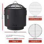Portable Deep Bowl Outdoor Fire Pit BBQ