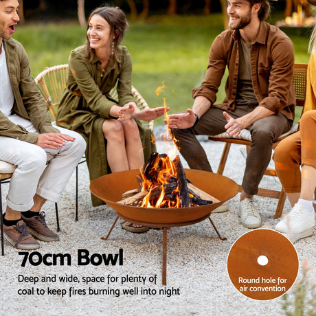 Rustic 70cm Iron Bowl Fire Pit