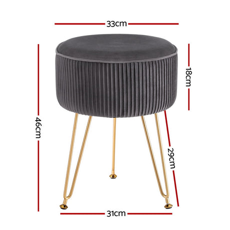 Artiss Grey Velvet Round Ottoman Foot Stool