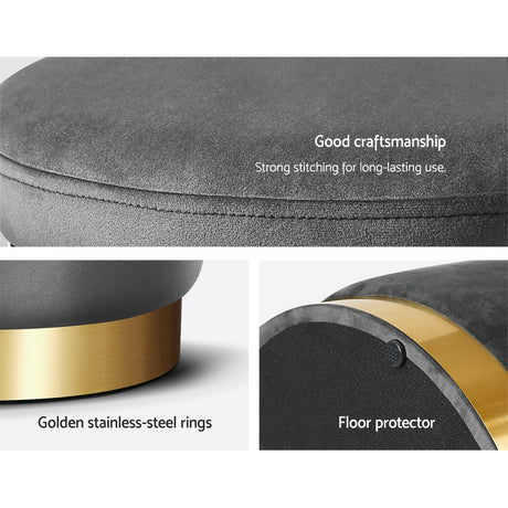 Elegant Velvet Storage Ottoman with Gold Accent