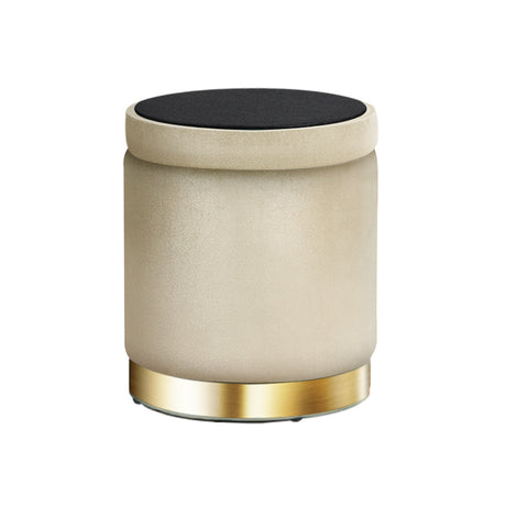 Elegant Velvet Storage Ottoman with Gold Accent