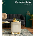 Elegant Velvet Storage Ottoman with Gold Accent