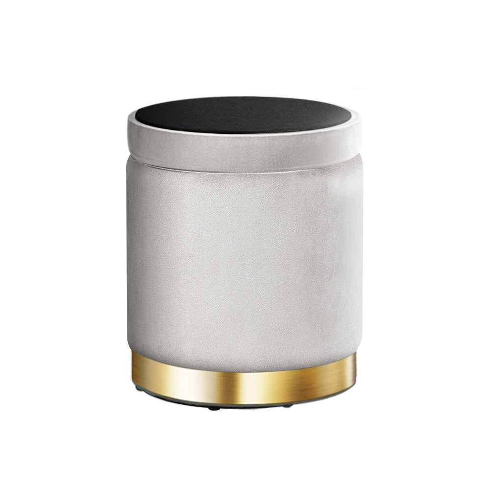 Elegant Velvet Storage Ottoman with Gold Accent