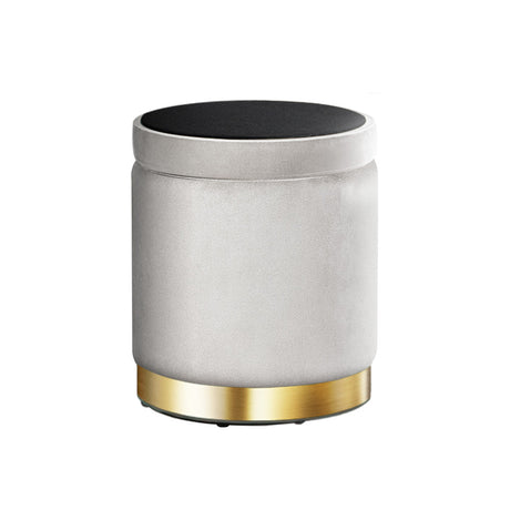 Elegant Velvet Storage Ottoman with Gold Accent