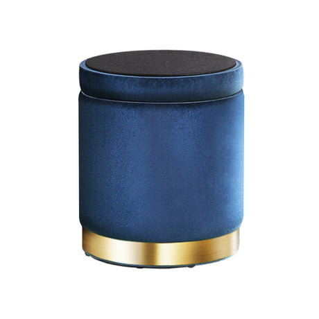 Elegant Velvet Storage Ottoman with Gold Accent