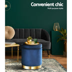 Elegant Velvet Storage Ottoman with Gold Accent