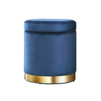 Elegant Velvet Storage Ottoman with Gold Accent