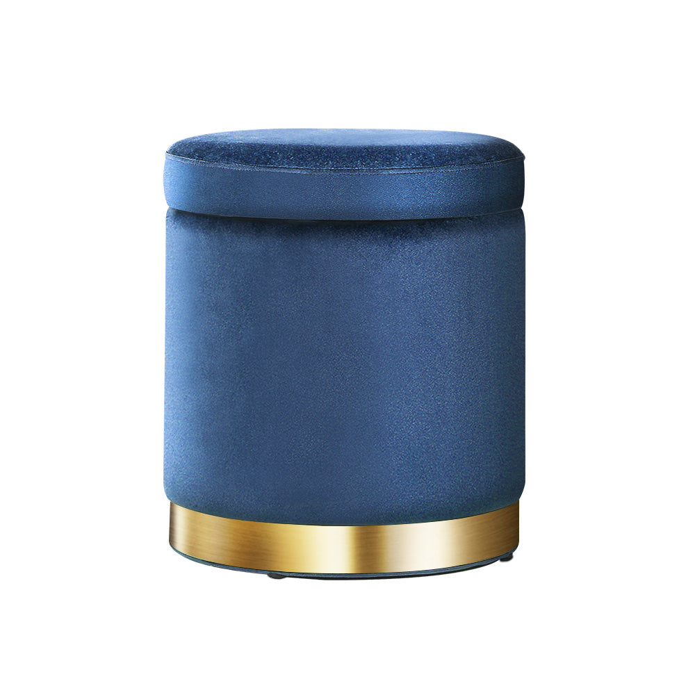 Elegant Velvet Storage Ottoman with Gold Accent