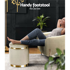 Elegant Velvet Round Ottoman Foot Stool