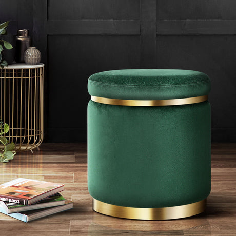 Elegant Velvet Round Ottoman Foot Stool