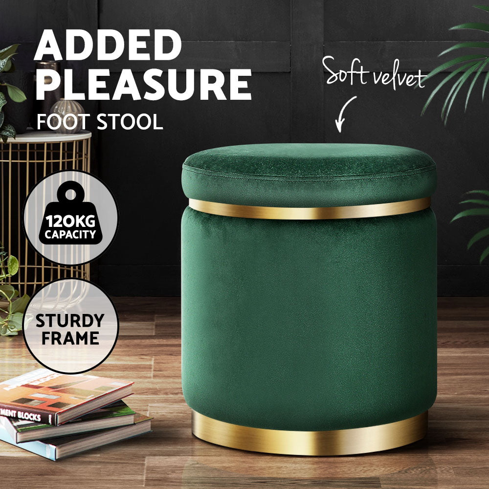 Elegant Velvet Round Ottoman Foot Stool