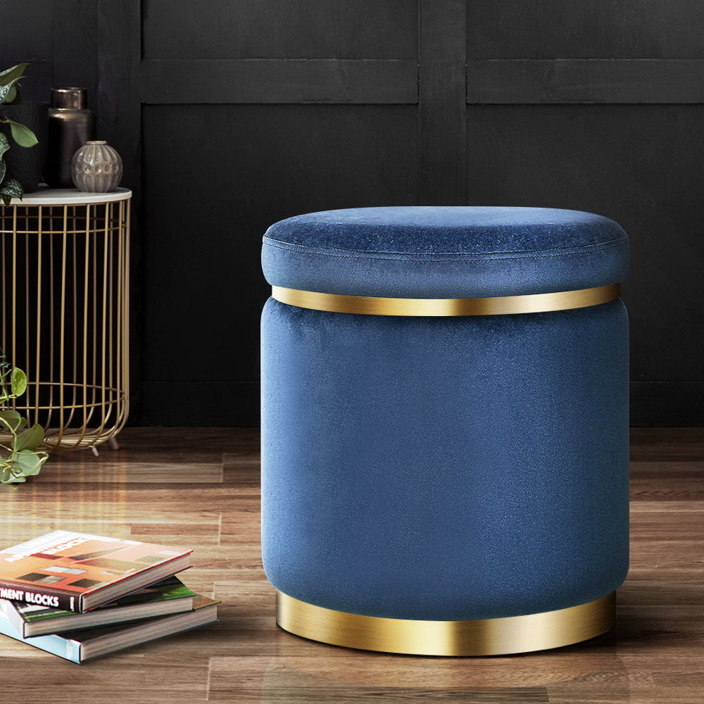 Elegant Velvet Round Ottoman Foot Stool