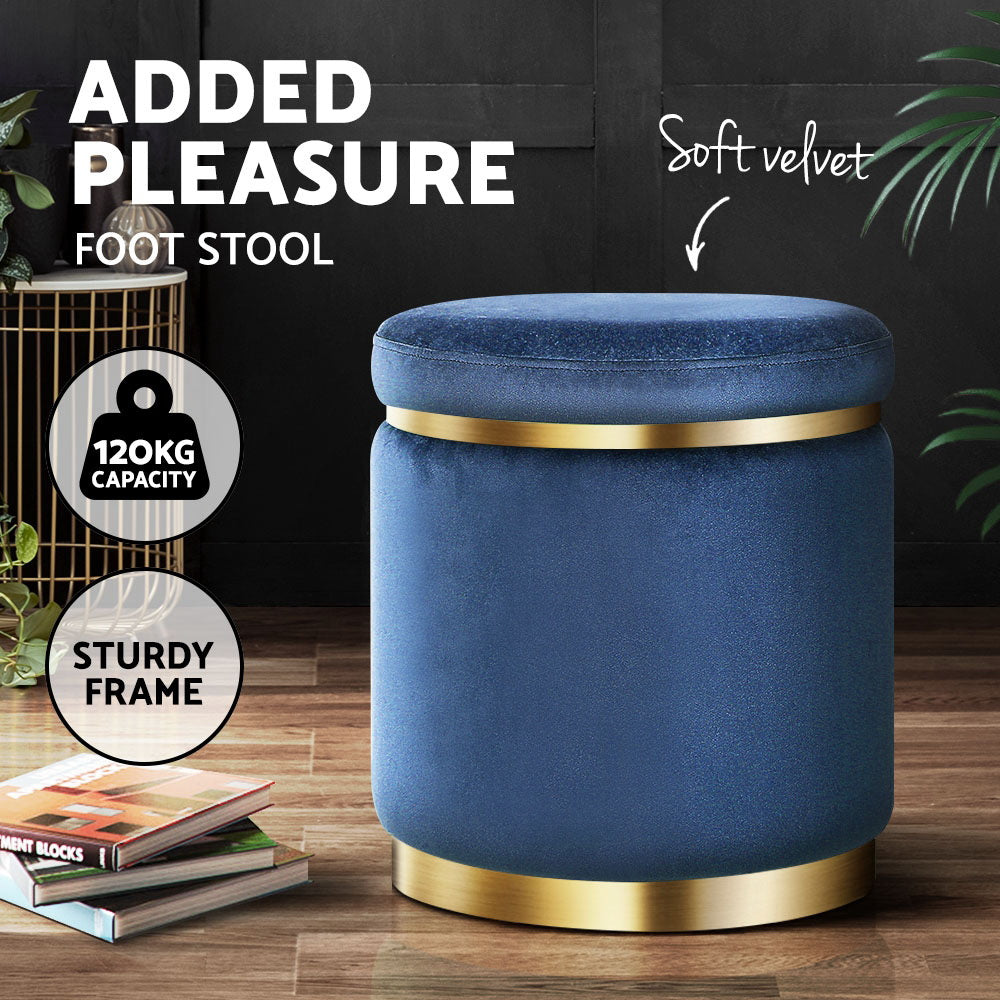 Elegant Velvet Round Ottoman Foot Stool