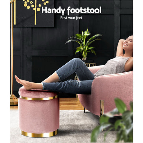 Elegant Velvet Round Ottoman Foot Stool