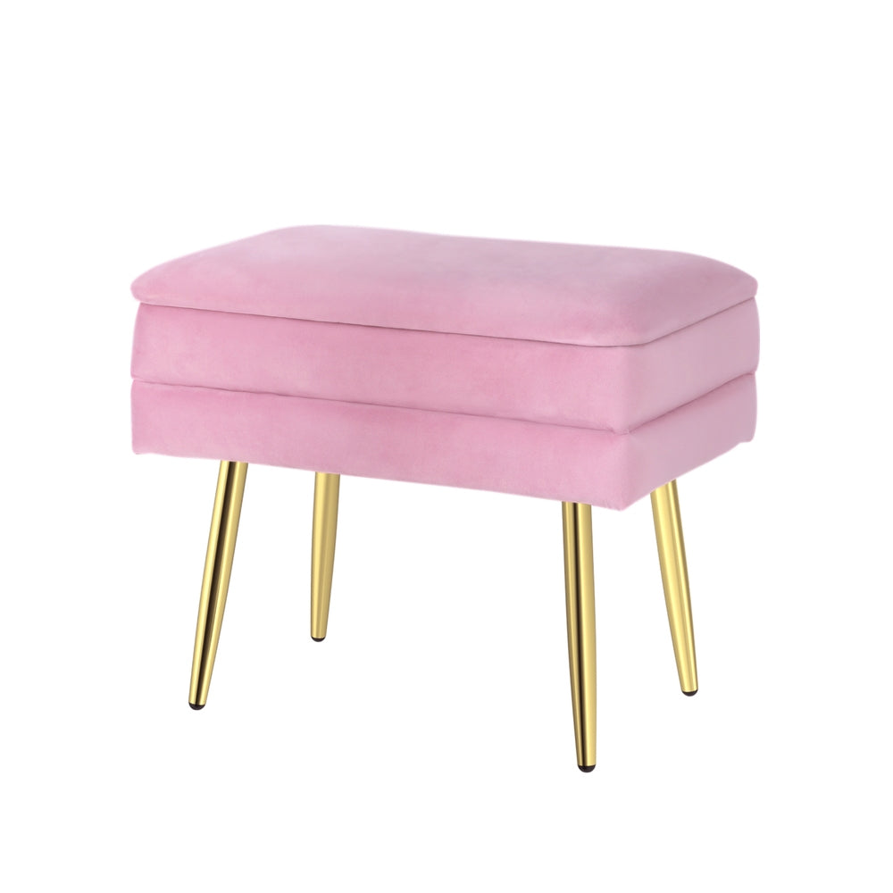 Artiss Velvet Pink Ottoman with Storage