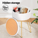 Artiss Velvet Round Ottoman with Storage