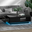 Artiss Black Coffee Table with LED Lights