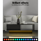 Artiss Black Coffee Table with LED Lights