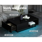 Artiss Black Coffee Table with LED Lights