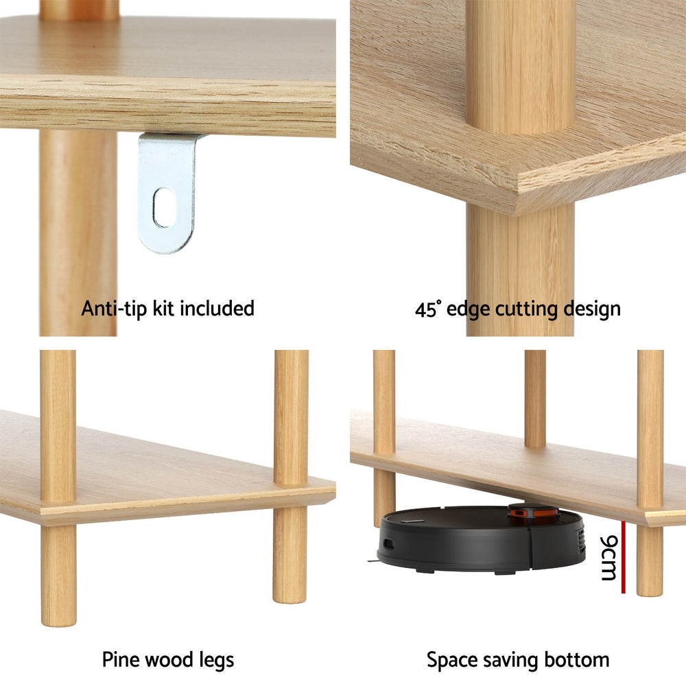 Artiss 3-Tier Pine Wood Bookshelf