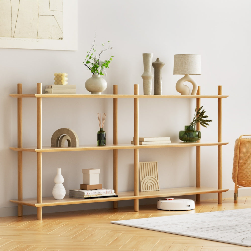 Artiss 3-Tier Pine Wood Bookshelf