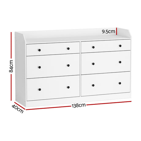 Contemporary White 6-Drawer Chest of Drawers