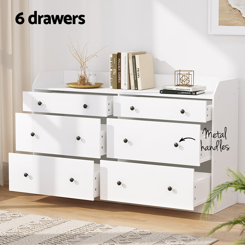Contemporary White 6-Drawer Chest of Drawers