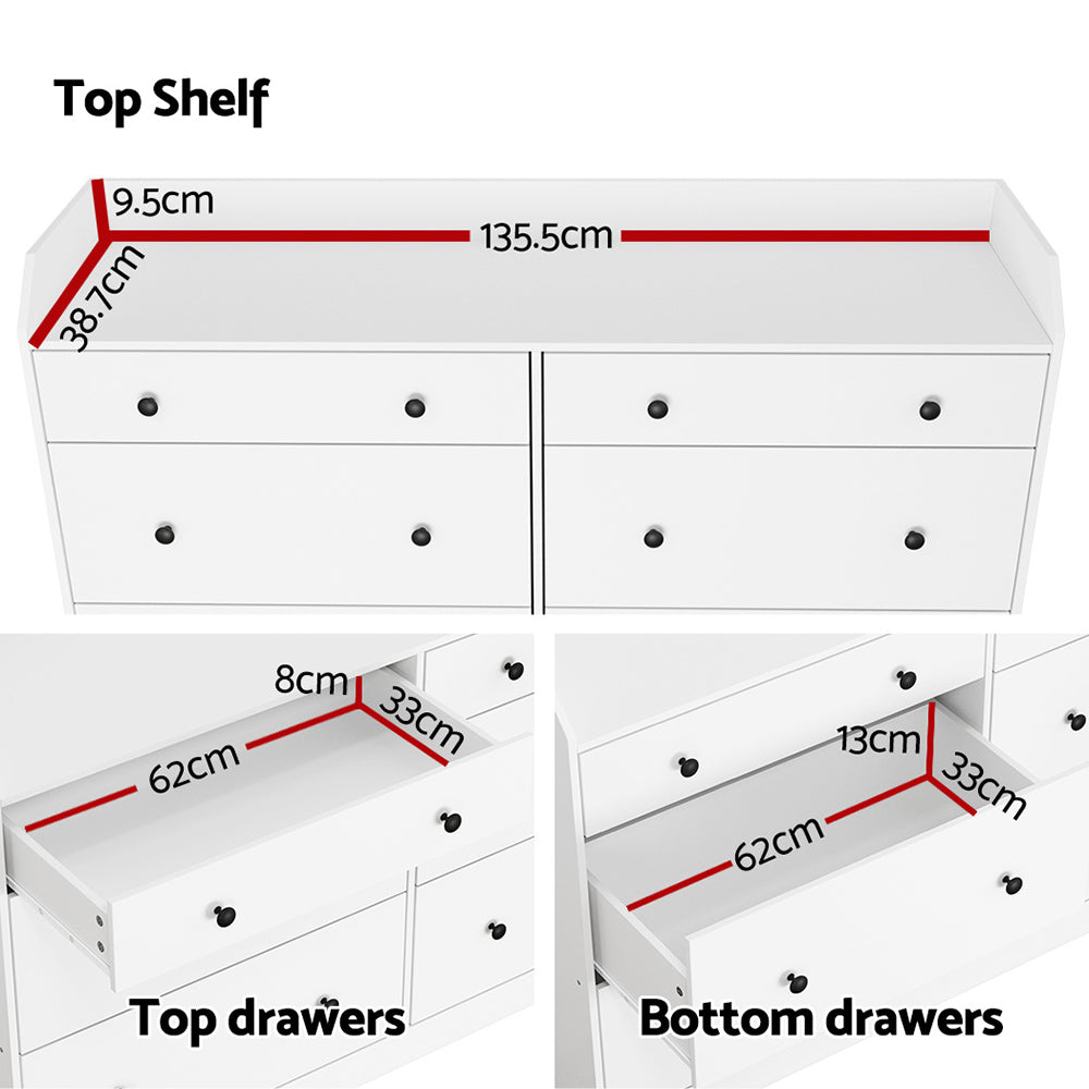 Contemporary White 6-Drawer Chest of Drawers