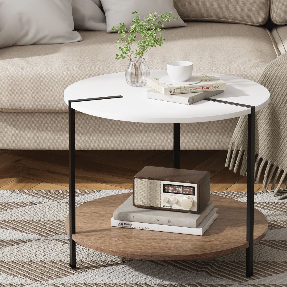 Artiss Cedric Round Coffee Table - White