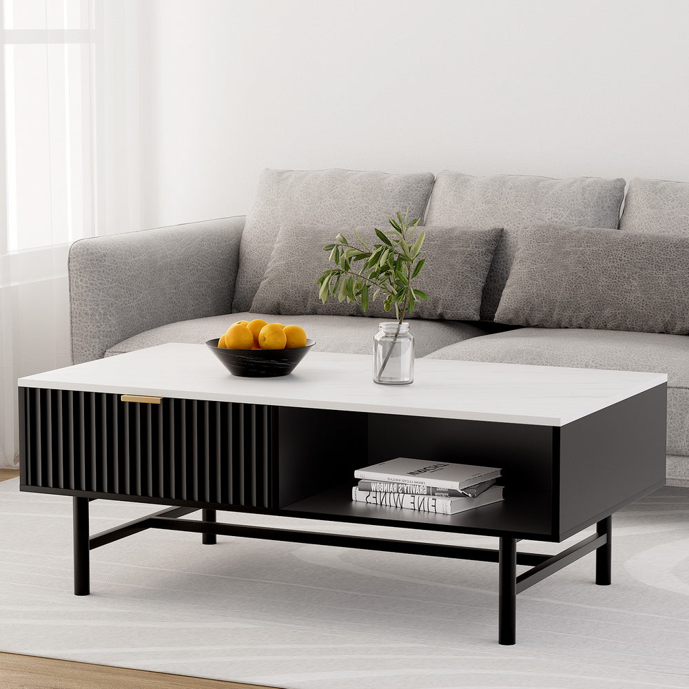 Artiss Black Coffee Table with Drawer Storage