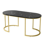 Artiss Marble Effect Coffee Table - Black