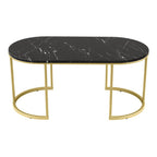 Artiss Marble Effect Coffee Table - Black