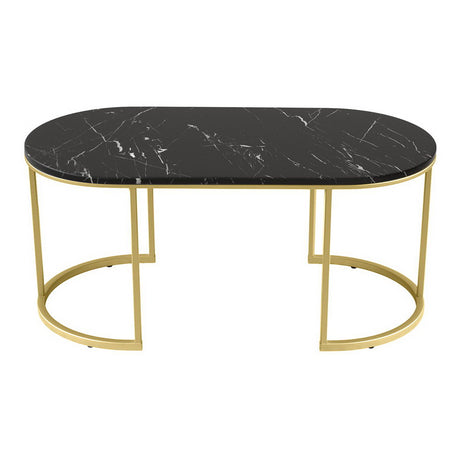 Artiss Marble Effect Coffee Table - Black