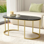 Artiss Marble Effect Coffee Table - Black