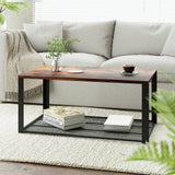 Artiss Rustic Brown 2-Tier Coffee Table