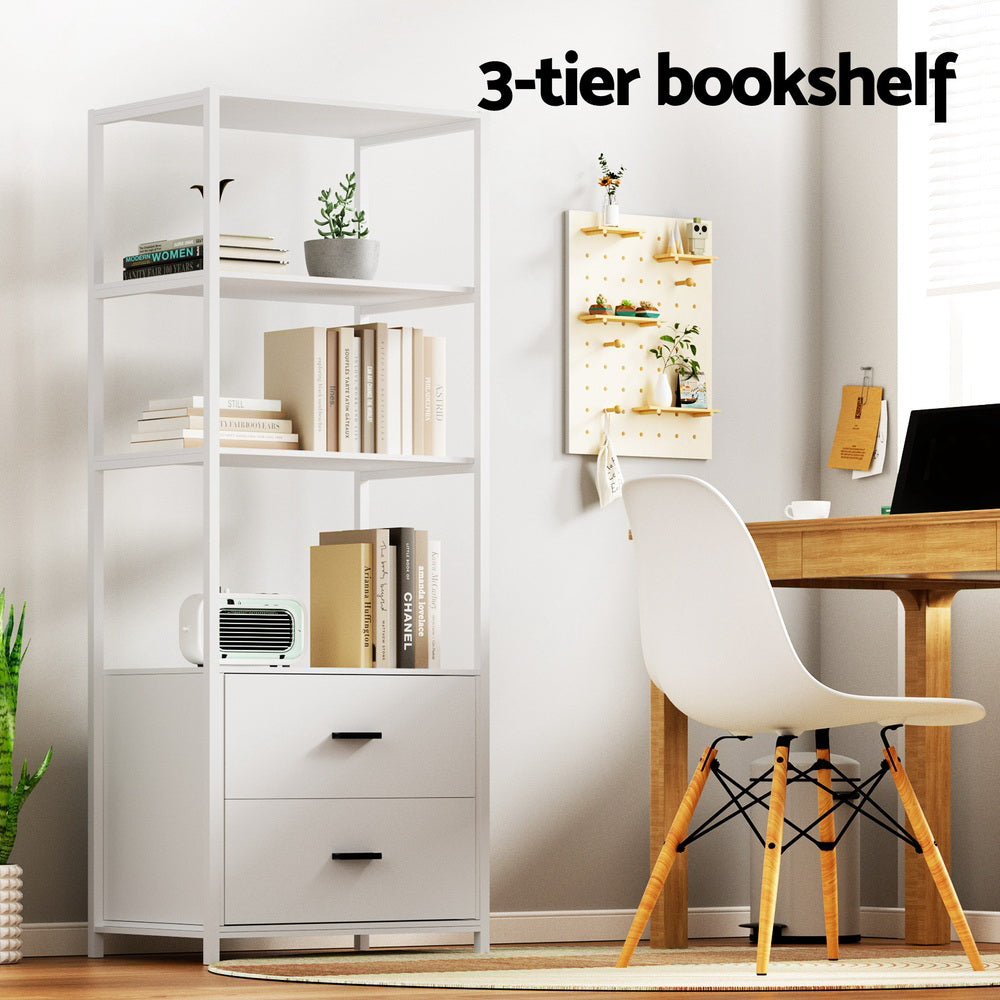 Artiss Modern White Bookshelf with Drawers