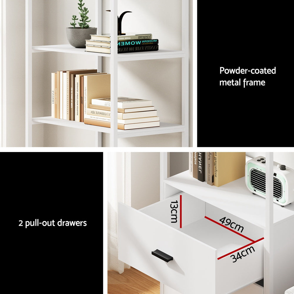 Artiss Modern White Bookshelf with Drawers