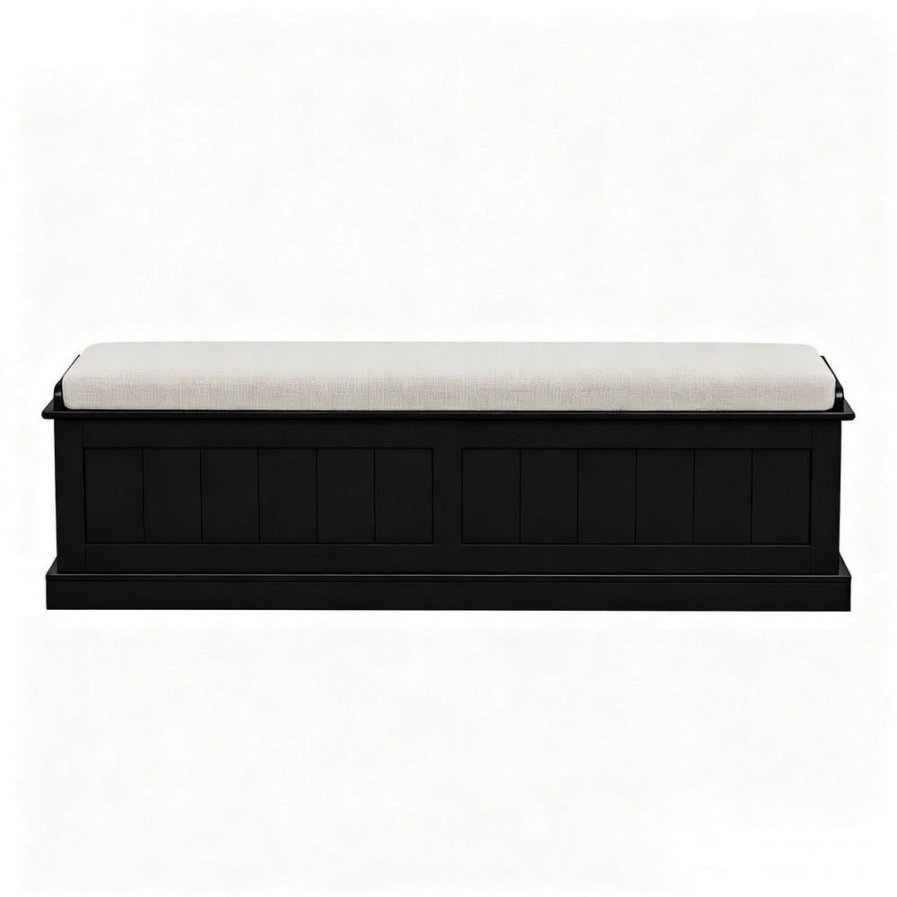 Artiss Fluted Black Storage Ottoman 140cm